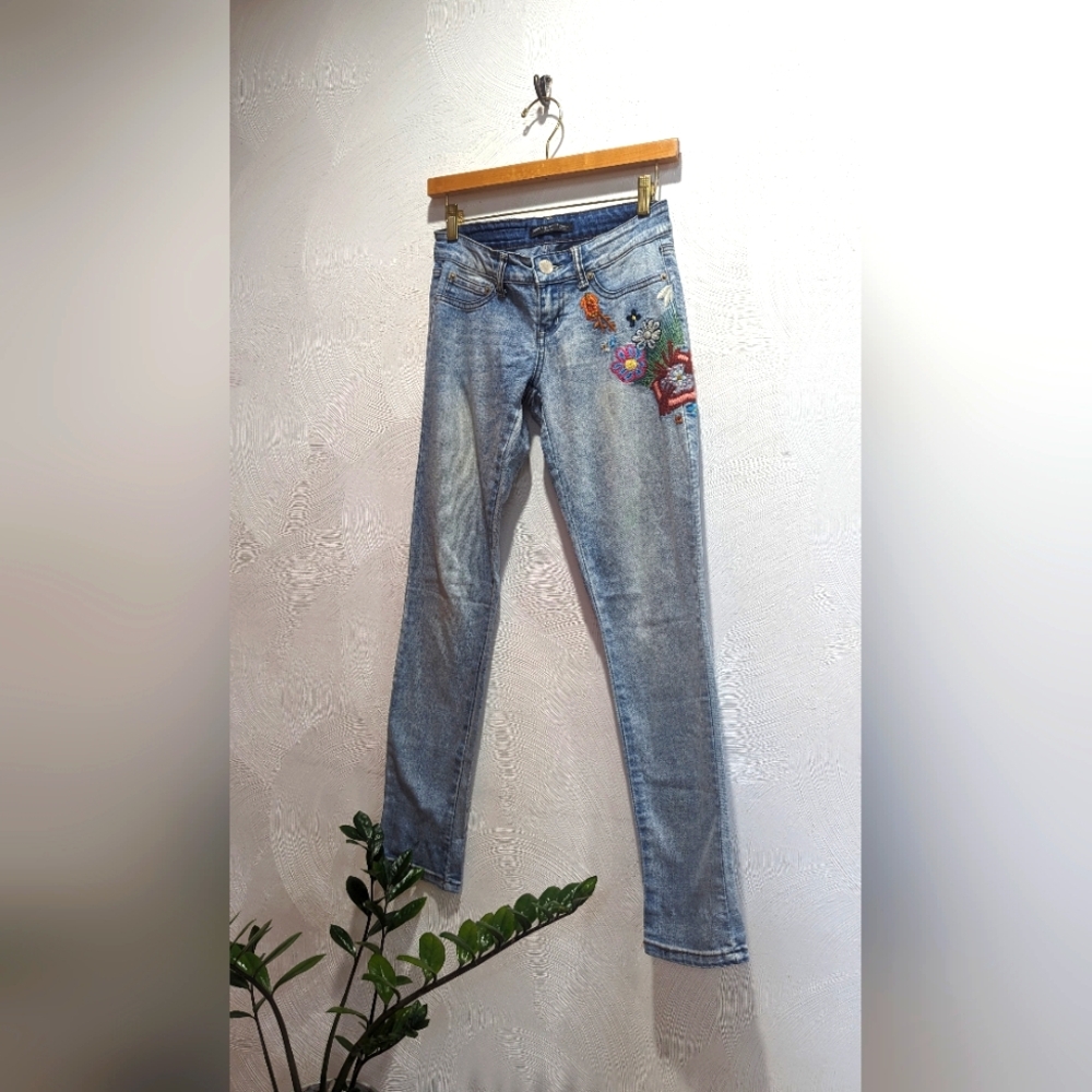 Flower Garden Floral Embroidered Denim Jeans